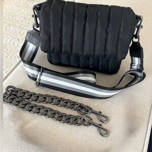 THINK ROYLN Black Bar Bag Quilted Crossbody Bag